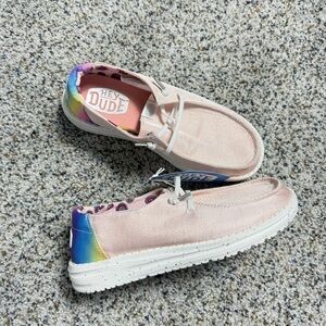 Hey Dude Wendy Youth Sparkle Shoes Slip-on Rainbow Silver Pink Colorful